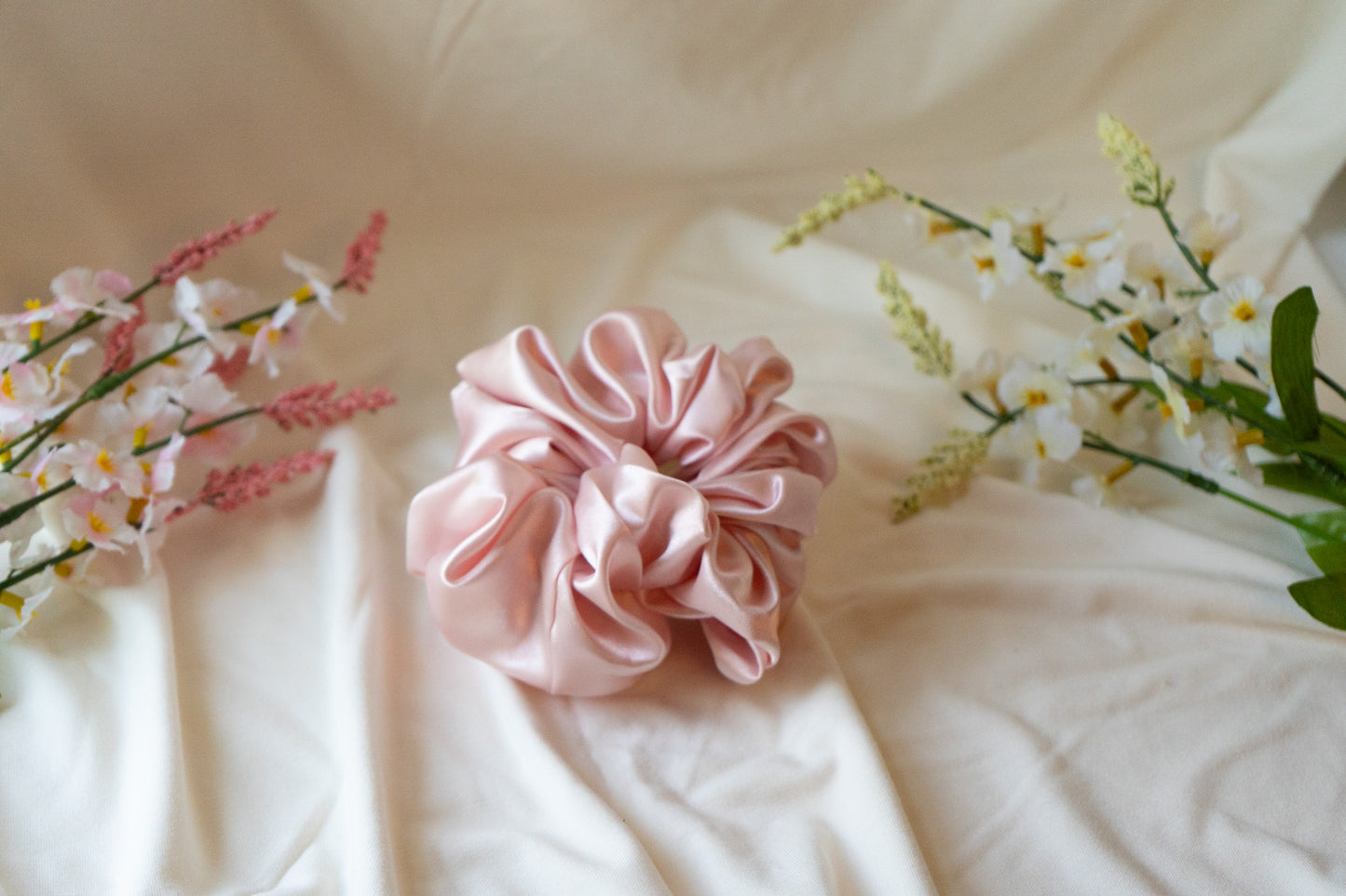 Pink Satin Jumbo Scrunchie