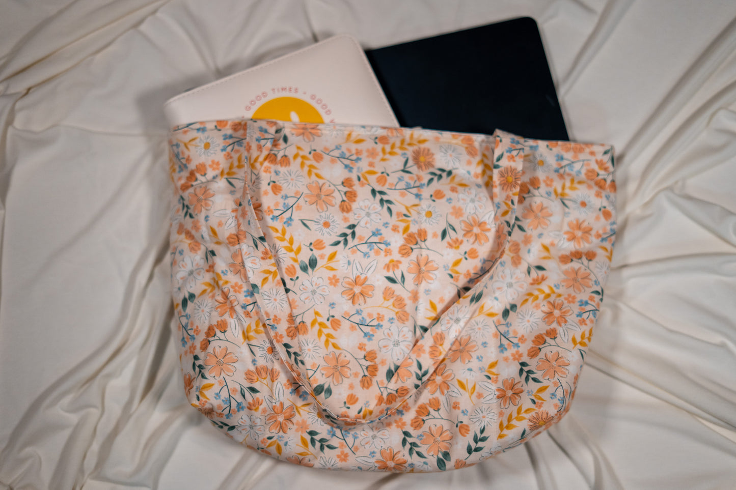 Peachy Flower Tote Bag