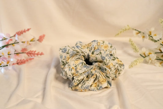 Blue and Yellow Floral Jumbo Scrunchie