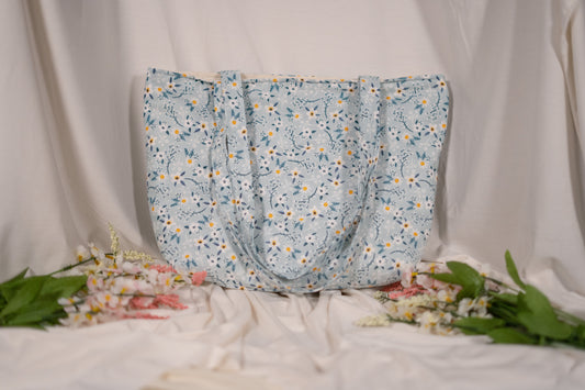 Blue Floral Tote Bag