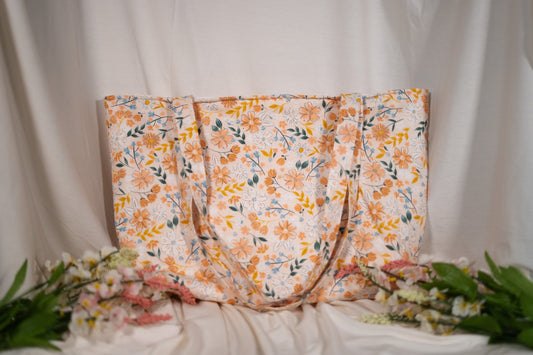 Peachy Flower Tote Bag