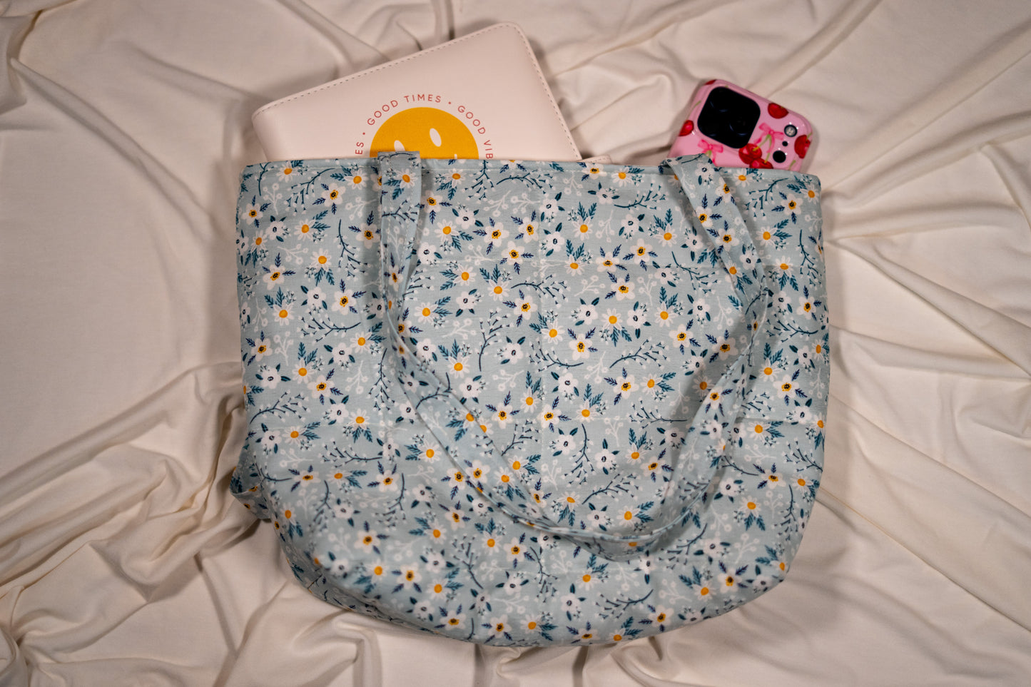 Blue Floral Tote Bag